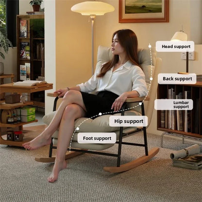 Modern Adjustable Backrest Leisure Living Room Chairs Luxury Rocking Chair for Bedroom Small Apartment Armchair Home Furniture - Kimlud