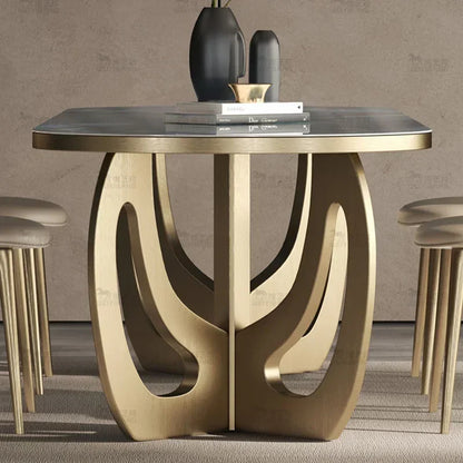 luxury Kitcjen Dining Table Set 6 People Desk legs metal Marble Dining Table Coffee Multifunctional mesa comedor home...