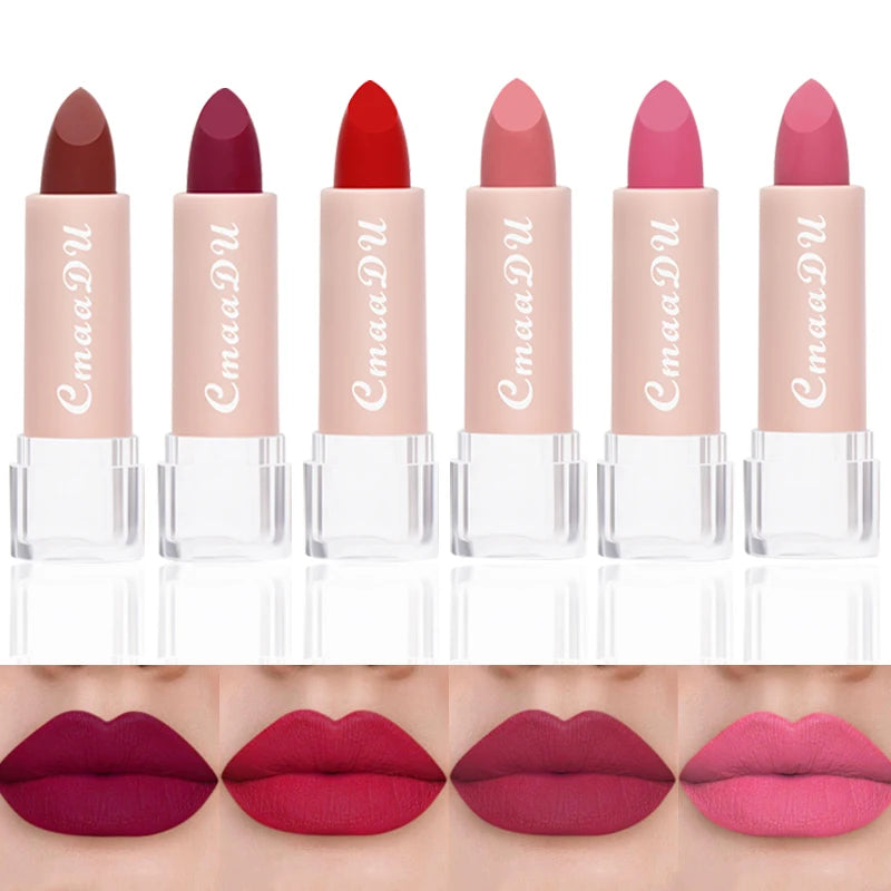 1pcsVelvet Matte Lipstick Waterproof Long-lasting Solid Matte Lip Gloss Non-Stick Cup Nude Pink Lipstick Sexy Cute Korean Makeup