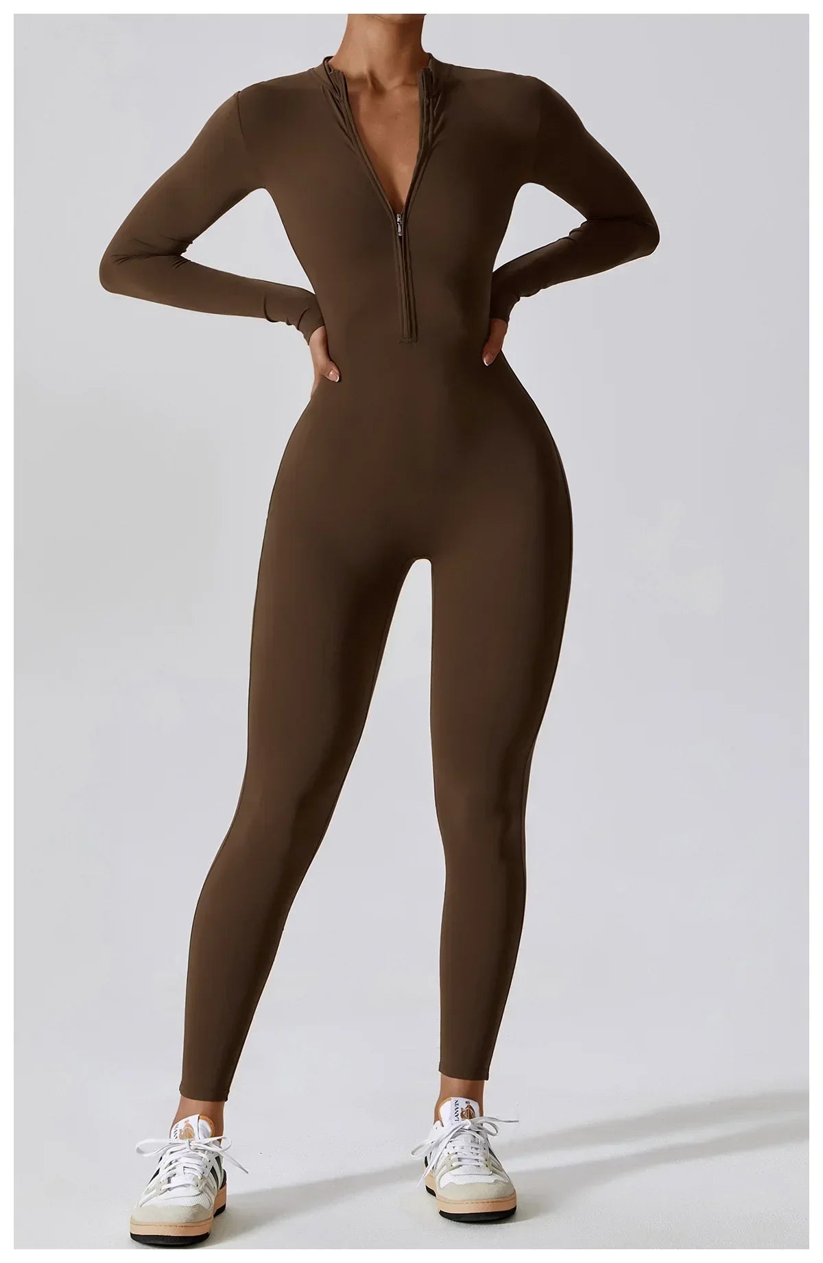 Yoga Jumpsuit Women Seamless Sports Zipper Jumpsuit Set Gym Long Sleeve Fitness Suit Elastic Gym Workout Bodysuit Athletic Wear - Kimlud