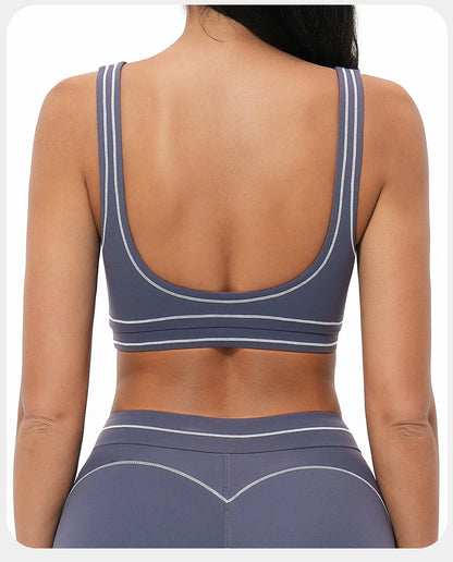 Breathable Yoga Bra Color Contrast Sports Bra Shockproof Gym Fitness Underwear High Strength Workout Top Female Sports...