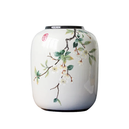 Chinese ceramic vase ornament, living room entrance floral art, home hydroponics creative simple round housewarming gift flower