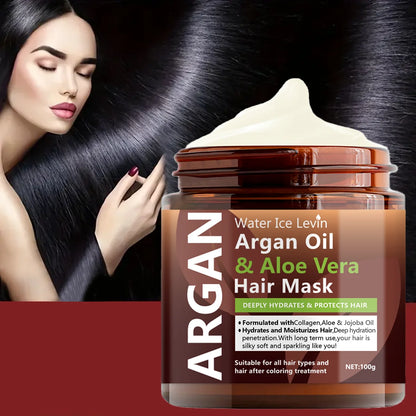 Argan Oil & Aloe Vera Hair Mask Collagen Keratin Treatment Hairs Conditioner Hair Essential Oil Nourishing for Dry Damaged - Kimlud