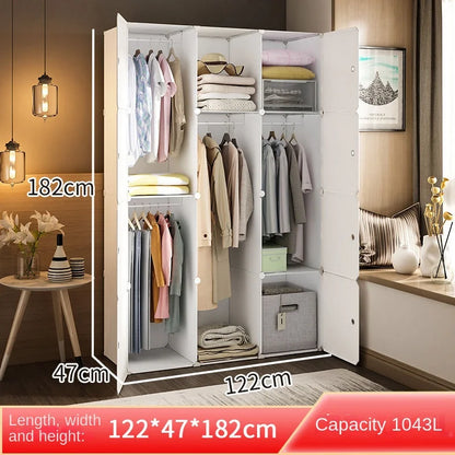 New Style Collapsible Bedroom Furniture Assemble Wardrobe Plastic Durable Clothes Cabinets Simplicity Large Space Storage Locker - Kimlud