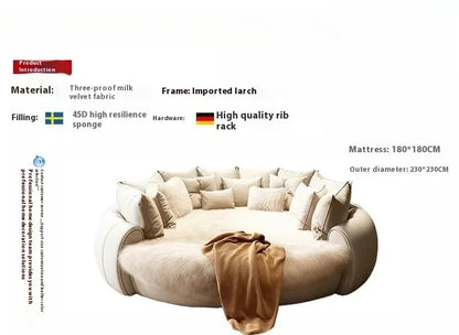 Italian Light Luxury Round Bed Cream Wind Bedroom Wedding Bed Princess Aesthetics Fashion Letto Matrimoniale Home Furniture