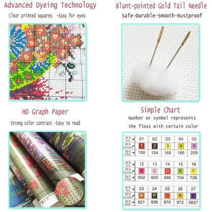 11CT Counted Abstract Horse Patterns Cross Stitch 30x40cm Full Printed Embroidery Eco-cotton Thread Handicraft For Bedroom Wall - Kimlud