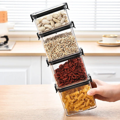 Sealed Jars Kitchen Grain Storage Organizer Large Tank Plastic Moisture-proof Storage Box Household Seasoning Jars Set - Kimlud