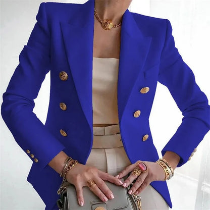 Women's Small Blazer Jacket 2025 Spring Autumn Casual Office Elegant Ladies Suit Coat High-end Double-breasted Lady Outerwear