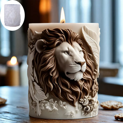 3D Lion Relief Candle Mold - Fine Lion Hair Replication High-Temperature Resistant Easy Unmold for DIY Aromatherapy Candles Home