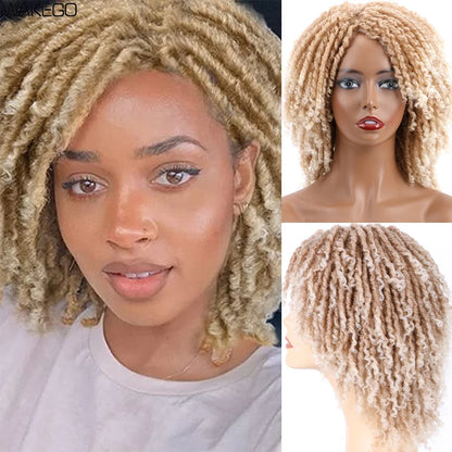 Ombre Short Dreadlock Wigs Blonde Grey Purple 27 30 350 Bug 12 Colors Wig Curly Synthetic Twist Faux Locs Wig Dreads...