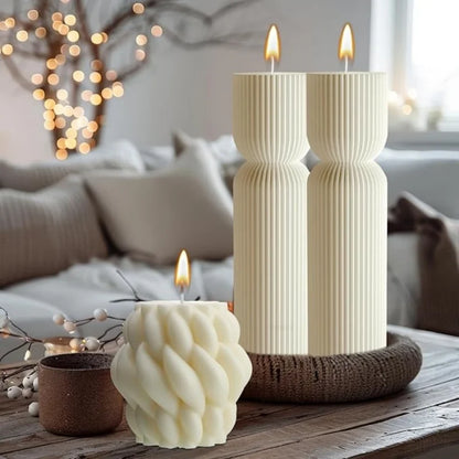 Aromatherapy candles, large pillar ribbed decorative candles, soy wax, suitable for gifts, room shelves, home ribbed decoration