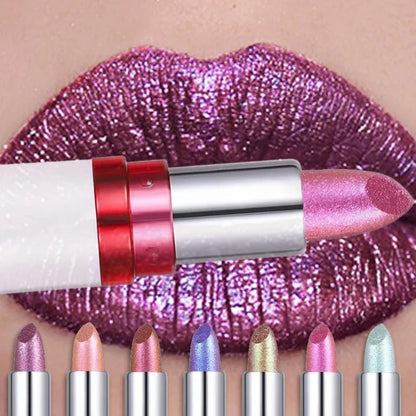 Metallic Lipstick Blue Purple Chameleon Lipstick Glitter Diamond Shimmer Color Changing Lip Gloss Pearl Shine Charming Makeup - Kimlud