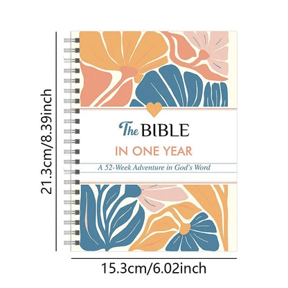 The Bible in A Year Spiral Bible Study Guide A5 Leak-Proof Womens Bible Study Plan 52 Week Study Guide Book for Friend