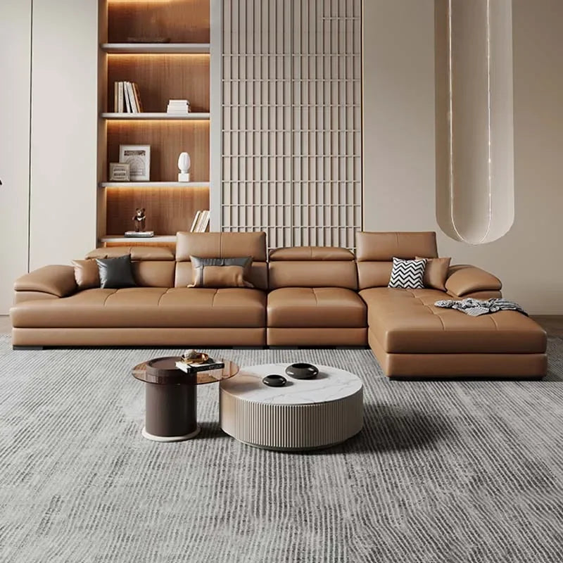 European Living Room Sofa Genuine Leather Sectional Corner Sofas Modular Luxury Sofa Sala De Estar De Luxo Modern Furniture - Kimlud