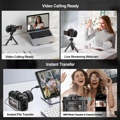 NBD Compact Digital Photography Camera4K Wireless Network Camera Retro Vlog Recorder YouTube 48MP Camera 3"flip Screen - Kimlud