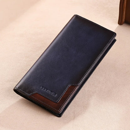 Wallet Men's Genuine Leather New Wallet Long Card Bag Storage Silver Foreskin Clip Hand-Held Bag Gift | Kimlud Mid Range...