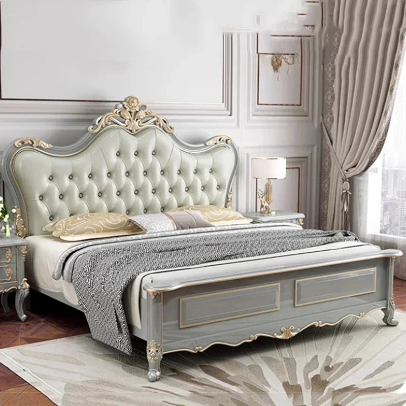 Vintage Modern Bed Multifonction Nordic Unique Queen French Bed Lounge Woode Headboard Camas Matrimonial Bedroom...