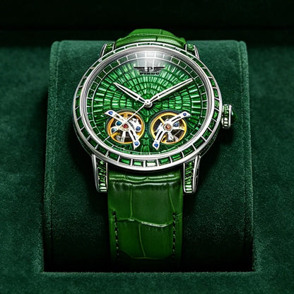 Mechanical Watch Men PINDU Design Top Luxury Double Flying Wheel Watch Sapphire Glass Waterproof Diamond Watch Leather...