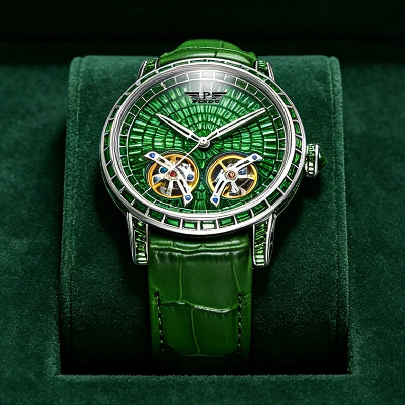Mechanical Watch Men PINDU Design Top Luxury Double Flying Wheel Watch Sapphire Glass Waterproof Diamond Watch Leather...