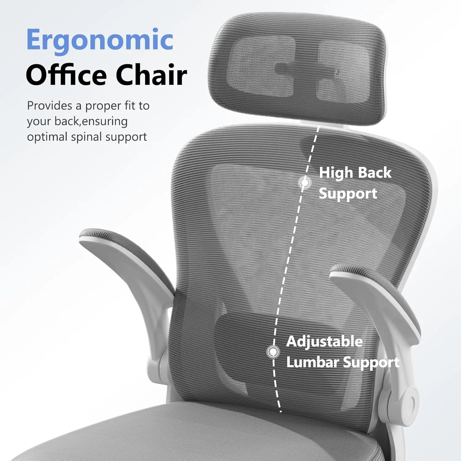High Back Ergonomic Office Chair M903, Mesh Computer Desk Chair with Wheels, Adjustable Lumbar Support, Customized - Kimlud
