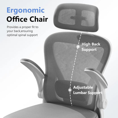 High Back Ergonomic Office Chair M903, Mesh Computer Desk Chair with Wheels, Adjustable Lumbar Support, Customized - Kimlud