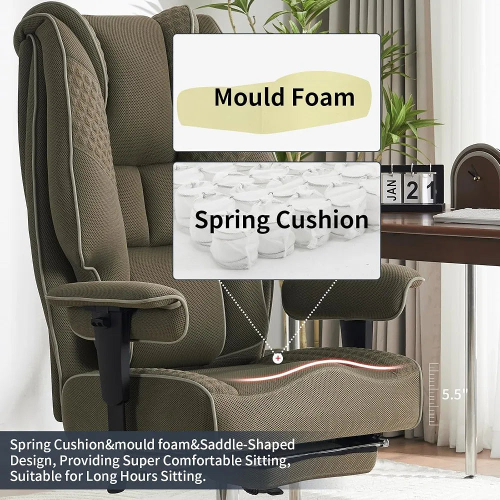 big and tall office chair 400lbs wide seat, leather high back executive office chair with foot rest, ergonomic chairs lumbar sup