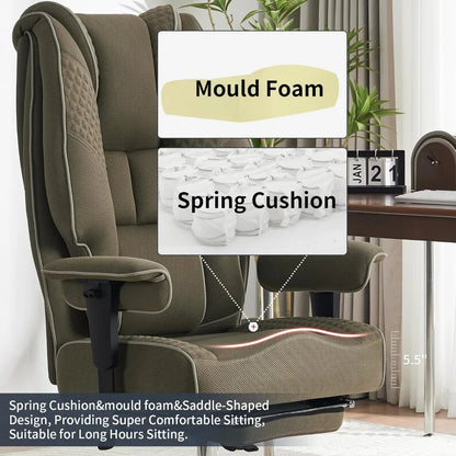 big and tall office chair 400lbs wide seat, leather high back executive office chair with foot rest, ergonomic chairs lumbar sup