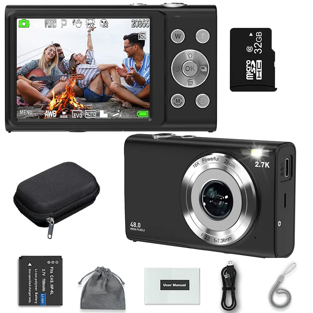 4K Digital Camera Autofocus Vlogging Camera HD 48MP with 2.8" Large Screen Camcorder Camera for Photography for Kid Adult - Kimlud
