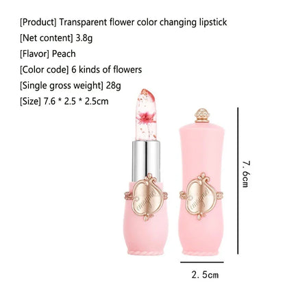 Jelly Dried Flower Color Changing Lip Balm Transparent Moisturizing Make Up Lipstick Repair Dry Cracks for Lips Care Lipgloss