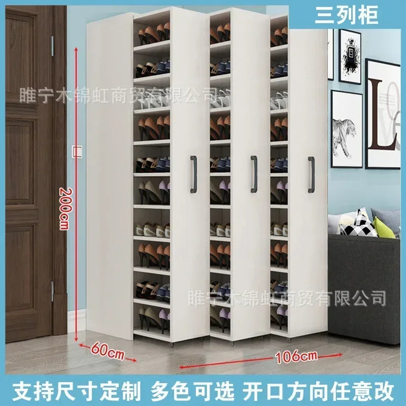Sliding dustproof shoe cabinet, large capacity wheeled side pull shoe rack storage drawer type seam storage cabinet at home entr - Kimlud
