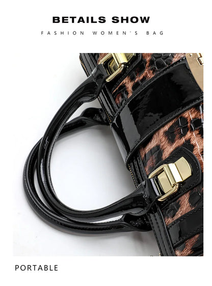 Aidrani A Trendy Leopard Print WOMEN'S Handbag Made of Glossy Material Waterproof and Scratch Resistant Technology and High-qua