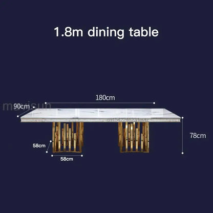 Luxury White Marble Dining Table And Chair Combination Rectangular Kitchen Tables Italian Type Large Concise Modern Furniture - Kimlud
