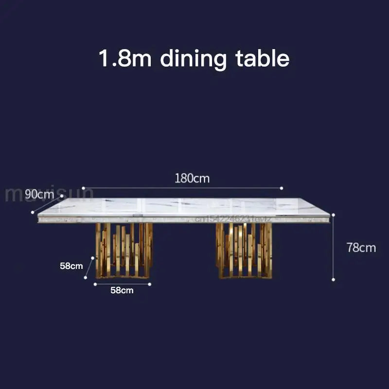 Luxury White Marble Dining Table And Chair Combination Rectangular Kitchen Tables Italian Type Large Concise Modern Furniture - Kimlud