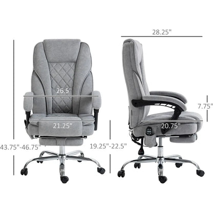 Heated Vibration Massage Reclining Swivel Desk Chair with 6 Points and Adjustable Features for Comfortable Computer Use