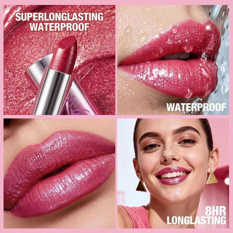 14 Colors Metallic Sparkle Lipstick Polarizing Glitter Shiny Lip Gloss Waterproof Long Lasting Gold Pearl Shine Sexy...
