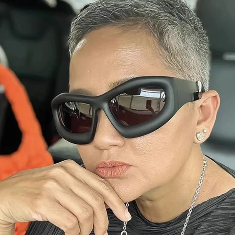 New Fashion Blue Mirror Y2k Sunglasses For Women Vintage Oversized Cat Eye Sun Glasses Men Hip Hop Punk Eyewear Female...