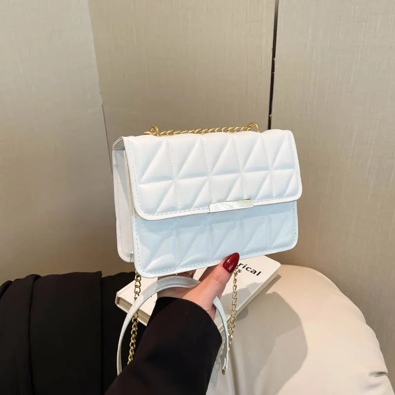 Elegant Korean Style Single Shoulder Chain Bag Simple Fashionable Streetwear Square Bag for Women Trendy Crossbody Bag - Kimlud