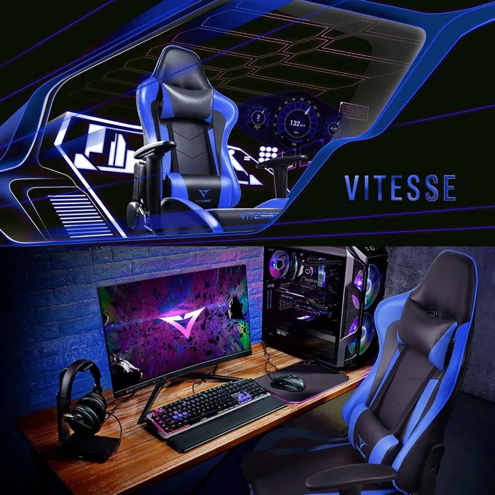 Ergonomic Teen Racing Style Gaming Chair with High Back Support, Massage Cushion, and Lumbar Support for Comfortable Computer De