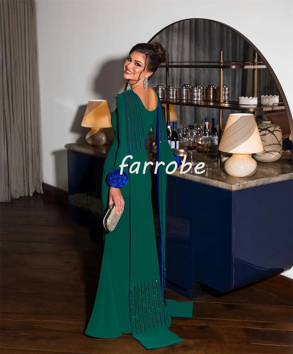 Customized Pastrol High Quality Jersey Handmade Flower Beading Sequined Mermaid Scoop Neck Long Dresses Bespoke Occasion...