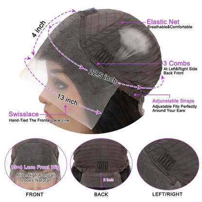 180% Density Natural Black Body Wave Human Hair Wigs HD Transparent Lace Frontal Wig Pre-Plucked Bleached Knots Lace...