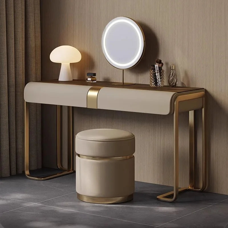 Bedroom Led Light Dressing Table Mirror Luxury Drawer European Dressing Table Girls Makeup Tocador De Maquillaje...
