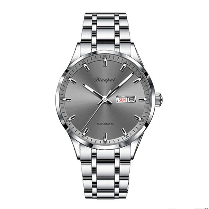 Men's luxury automatic mechanical watch, made of stainless steel material, luminous, date display, circular dial - ideal gift fo