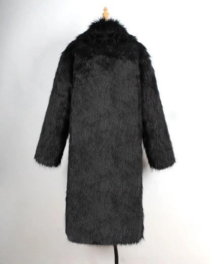 Men Faux Fox Fur Long Jacket Coat Winter Thick Fluffy Long Sleeve Warm Shaggy Luxury Faux Fur Long Jacket Bontjas Jackets Mens