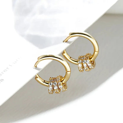 New Authentic 925 Sterling Silver Dainty Small Zircon Inlaid Round Circle Hoop Earrings for Women Gold Earrrings Jewelry...