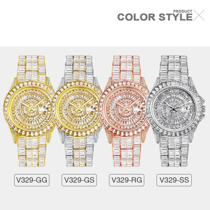 MISSFOX Hip Hop Men Watch Luxury Ice Out Fully Diamond Rose Gold Watches Fashion Stainless Steel Waterproof Male Clock Gift 2022