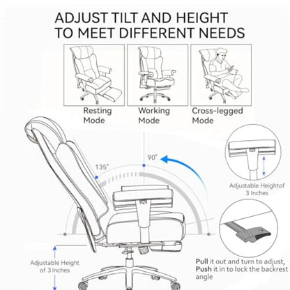 Ergonomic Office Chair 450LBS with Foot Rest High Back PU Leather Big and Tall Executive Chair with Adjustable Padded...