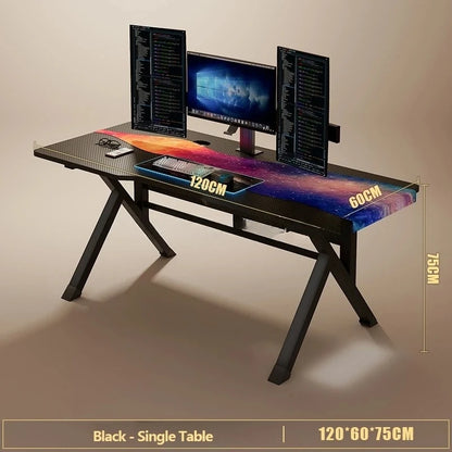 Premium Carbon Fiber Ergonomic Gaming Desk Sturdy K-type steel Feet Home Room Desk Gamer Table High Quality Stable Office Table