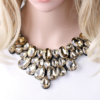 Fashion Bohemia Crystal Choker Necklace Jewelry for Women Handmade Chunky Pendant Collar Accessory Wedding Party Prom...