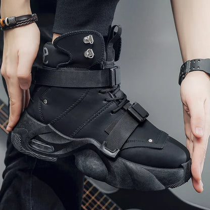 Fashion Platform Sneaker for Men Cool High Top Men Boot Designer Shoes Men Motorcycle Boot Outdoor Wear-resistant Workwear Boots
