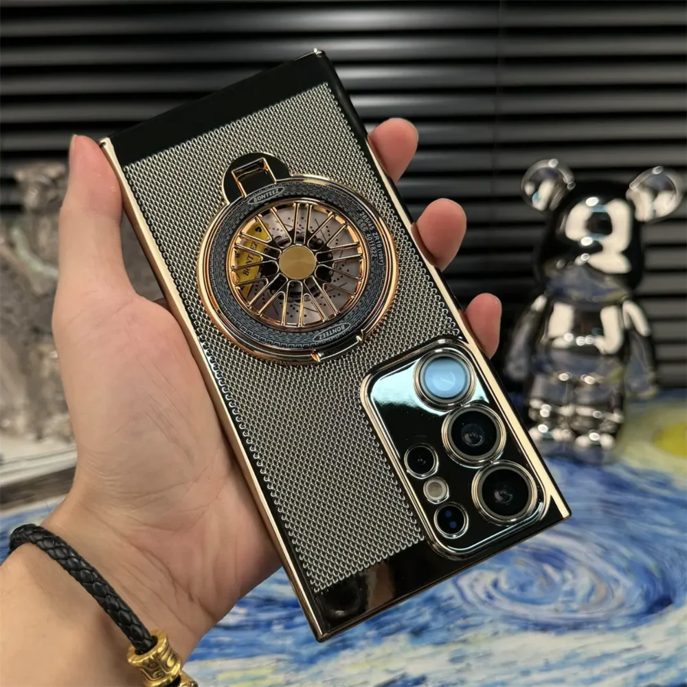 For Samsung Galaxy S24 S23 S22 S21Plus Case Hard PC With Ring Heat dissipation Protective Back Cover For Samsung S24 S23 Ultra - Kimlud